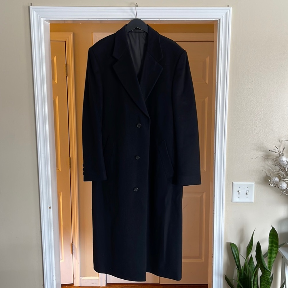Dario di Napoli Wool Cashmere Men's Overcoat Black Size 42XL Like New!